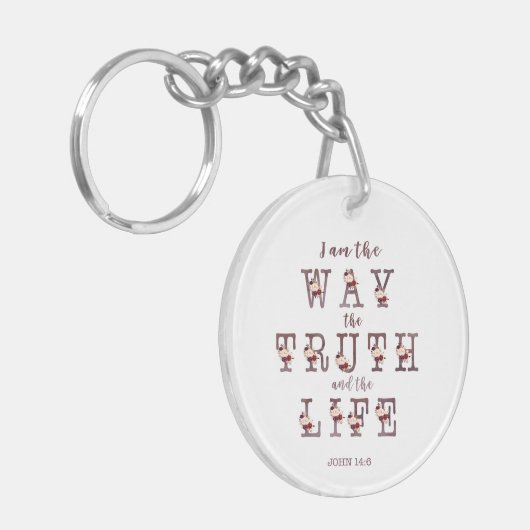 私は真実と人生のタイポグラフィ キーホルダー (正面左)