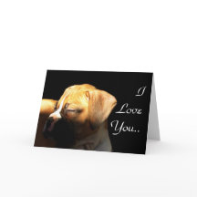 私は眠っているボクサーの子犬グリーティングカードが大好き