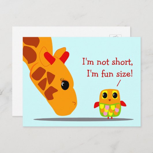 私は短くはない、私はおもしろいサイズはがきおもしろい ポストカード (正面/裏面)