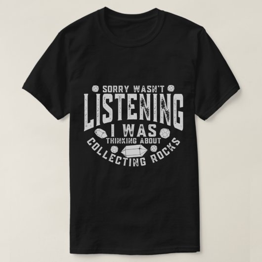 私は石の考え収集についてジオロおもしろいギ Tシャツ (デザイン正面)