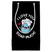 私は石鹸の多くのおもしろい愛Punダークブルー スモールペーパーバッグ (正面)