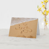 私は砂で書かれる愛します カード (黄色い花)