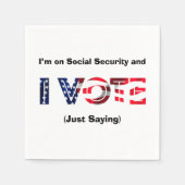 私は社会保障給付を受けており、投票する スタンダードカクテルナプキン (正面)