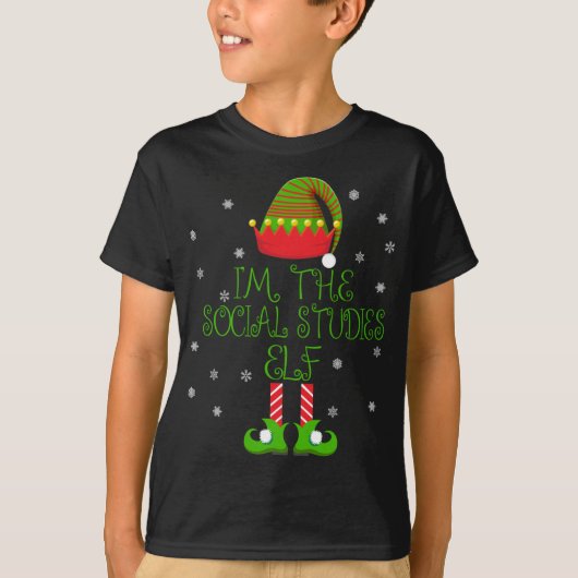 私は社会勉強小妖精や小人おもしろい先生クリスマス Tシャツ (正面)
