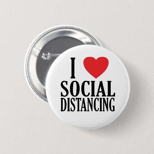 私は社会的な距離を愛する – 6つの足を離れて 缶バッジ (正面&裏面)
