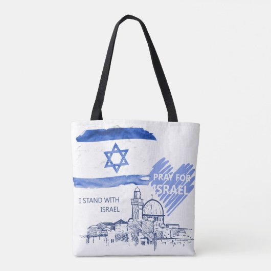 私は祈イスラエルのためにイスラエルと共に立つ。世界平和 トートバッグ (裏面)
