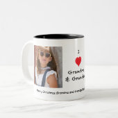 私は祖母および祖父2の写真のマグを愛します ツートーンマグカップ (正面左)