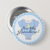 私は祖母の青によってスカラップで仕上げられる黄色いアヒルのシャワーです 缶バッジ (正面&裏面)