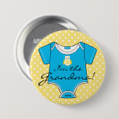私は祖母の黄色および青色児のシャワーです 缶バッジ (正面&裏面)