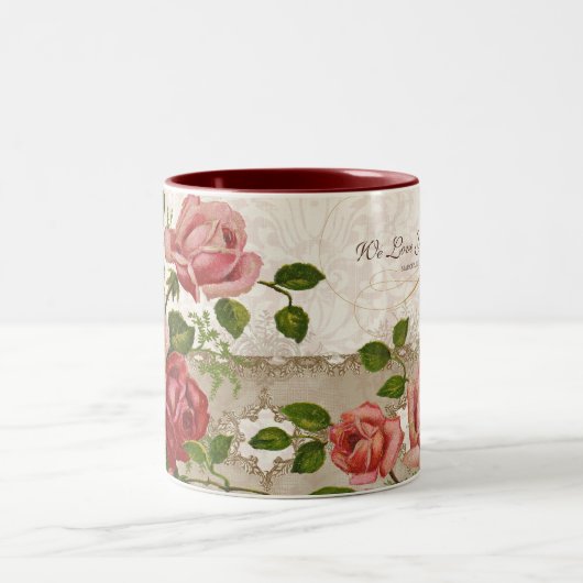 私は祖母、ヴィンテージの英国のバラのマグ愛します ツートーンマグカップ (中央)
