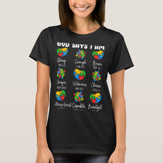 私は神からこう言われている - キリスト教の聖書の詩 Au Awareness Tシャツ (正面)