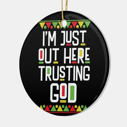 私は神のシャツ90sのスタイルを信頼して外にいる セラミックオーナメント (左)