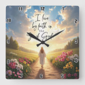 私は神の子を信仰して生きる スクエア壁時計 (正面)