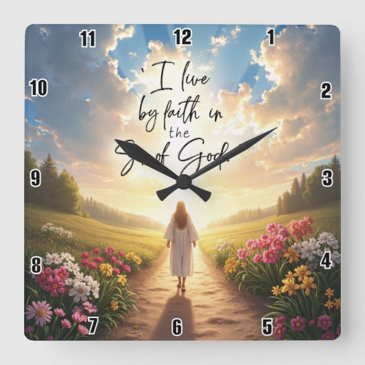 私は神の子を信仰して生きる スクエア壁時計 (正面)