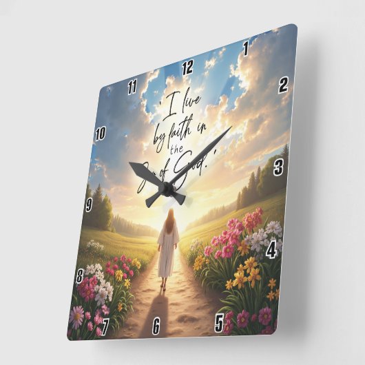 私は神の子を信仰して生きる スクエア壁時計 (傾斜)