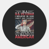 私は神の家族と国を信じる米国の退役軍人である ラウンドシール (正面)