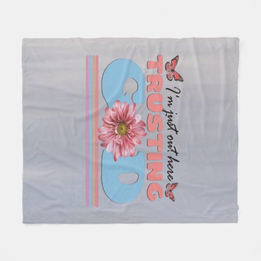 私は神の毛布を信じて外にいる フリースブランケット (正面(横))