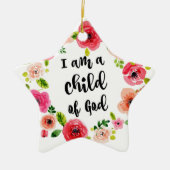 私は神の花柄項目の子供です セラミックオーナメント (正面)