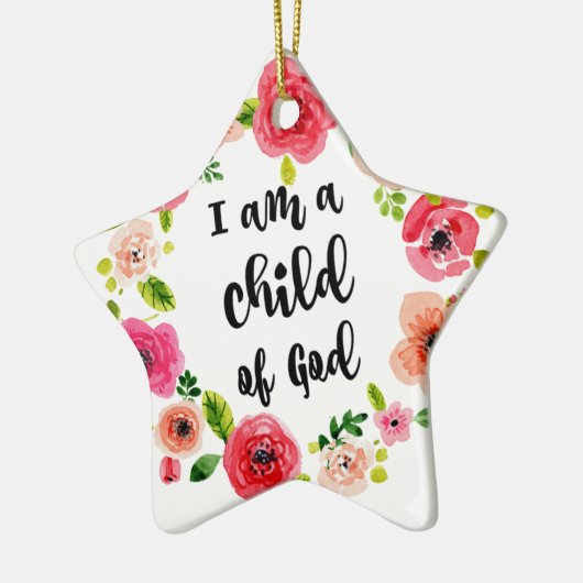 私は神の花柄項目の子供です セラミックオーナメント (左)
