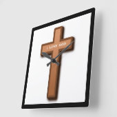 「私は神を愛している」十字架 スクエア壁時計 (傾斜)