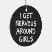 私は神経質な女のまわりにの子のおもしろいことわざ引用文 セラミックオーナメント (右)