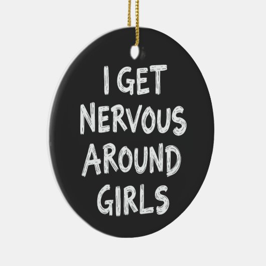 私は神経質な女のまわりにの子のおもしろいことわざ引用文 セラミックオーナメント (右)