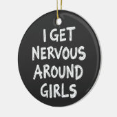 私は神経質な女のまわりにの子のおもしろいことわざ引用文 セラミックオーナメント (左)