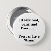 私は神、銃および自由を…取ります 缶バッジ (正面&裏面)
