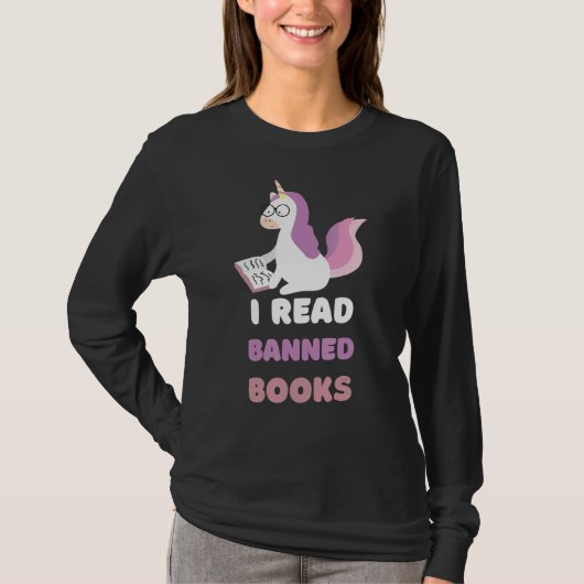 私は禁断読本リーダーBookworm Unicorn Readin Tシャツ (正面)
