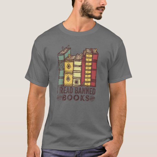 私は禁止読された書籍レトロヴィンテージおもしろいBookworm - Tシャツ (正面)
