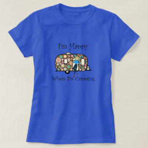 私は私がキャンプのTシャツのとき幸せです Tシャツ