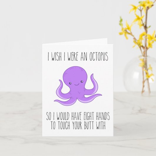 私は私がタコおもしろいな愛メッセージカードだったことを望みます カード (黄色い花)