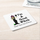 私は私がワインを使い果たすまでよい魔法使いです スクエアペーパーコースター (アングル)