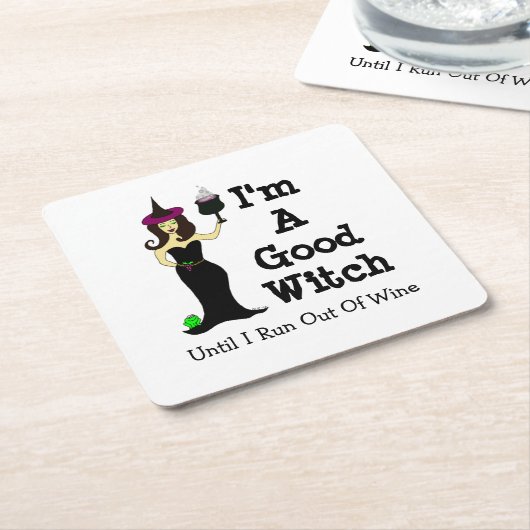私は私がワインを使い果たすまでよい魔法使いです スクエアペーパーコースター (アングル)
