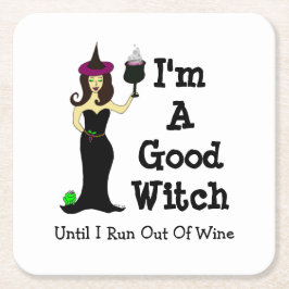 私は私がワインを使い果たすまでよい魔法使いです スクエアペーパーコースター