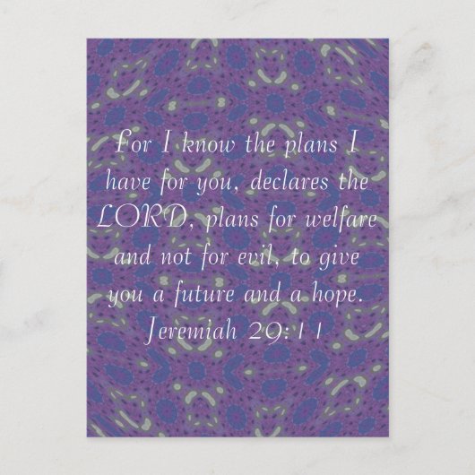 私は私が持っている計画を知っている – Jeremiah 29:11 ポストカード (正面)