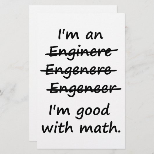 私は私が数学でよいエンジニアです 便箋 (正面/裏面)