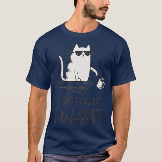 私は私が望むようにすおもしろいる猫好き Tシャツ (正面)