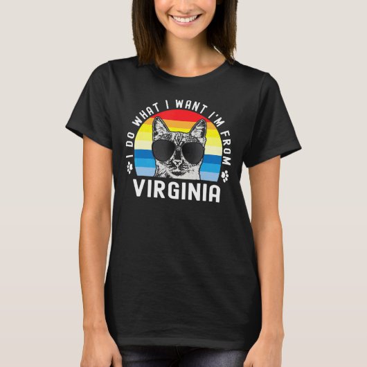私は私が欲しいものを行う猫好き女性のおもしろいレトロVirgi Tシャツ (正面)
