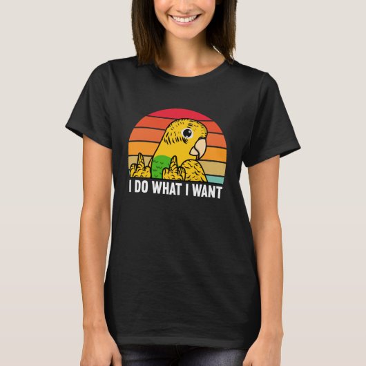 私は私が欲しいものを行うI黄色のブッギーBudgerigar Tシャツ (正面)