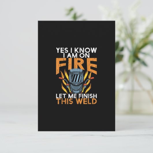 私は私が火に出ているのを知っている – ウェルダーおもしろい恋人の贈り物 サンキューカード (スタンド正面)