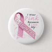 私は私が私の娘を愛するのでピンクを身に着けています 缶バッジ (正面)