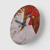 私は私が美しく白いオンドリであることを知っています ラウンド壁時計 (傾斜)