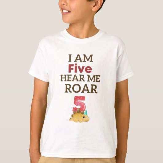 私は私が轟音Tレックス誕生日を聞パーソナライズされたいて5人 Tシャツ (正面)