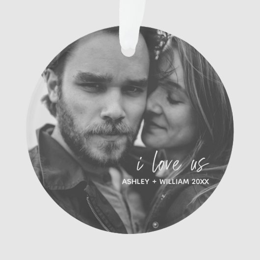 私は私たちのカップル引用文2の写真名 オーナメント (正面)