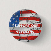 私は私たちの退役軍人アメリカ国旗のピンをサポート 缶バッジ (正面)