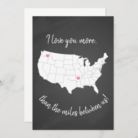 私は私たちの間の何マイルもの距離を超えてあなたを愛している 招待状 (正面/裏面)