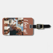 私は私たちを愛するスクリプトフォトコラージテラコッタ ラゲッジタグ (正面横)