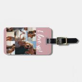 私は私たちを愛するスクリプトフォトコラージピンク ラゲッジタグ (正面横)