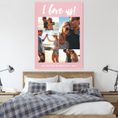 私は私たちを愛するスクリプトフォトピンクと白 キャンバスプリント (インサイチュ (寝室))